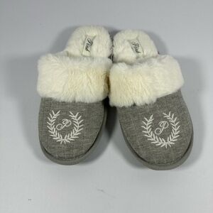 Victoria's Secret Gray Slippers with Cream Fur